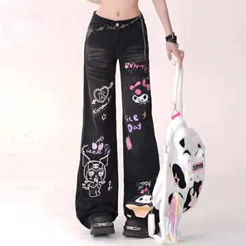Kuromi Graffiti Jeans
