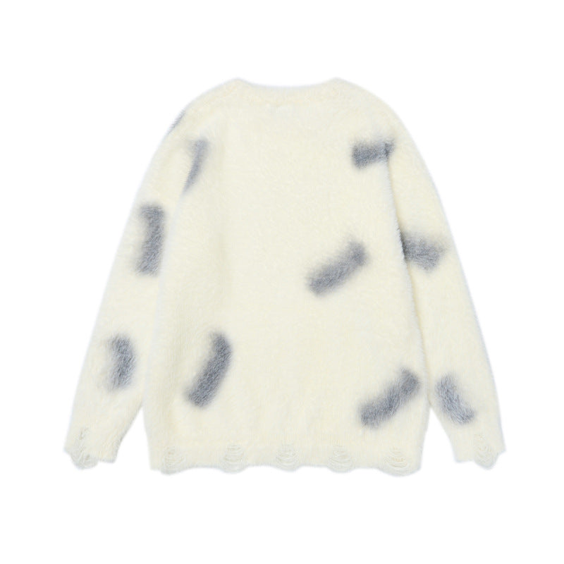 Tang Mu Chaoren 2024 Autumn New National Tide Retro Personality Ink Dyeing Cat Print Design Casual Men's and Women's Sweaters